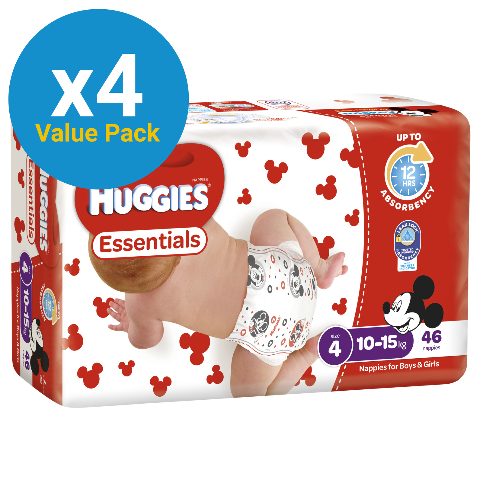 Huggies Essentials Nappies Bulk Value Box -Size 4 Toddler (184) image