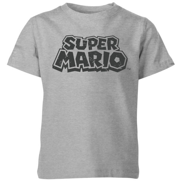 Nintendo Super Mario Distressed Logo T-Shirt Kids' T-Shirt - Grey - 5-6 Years image