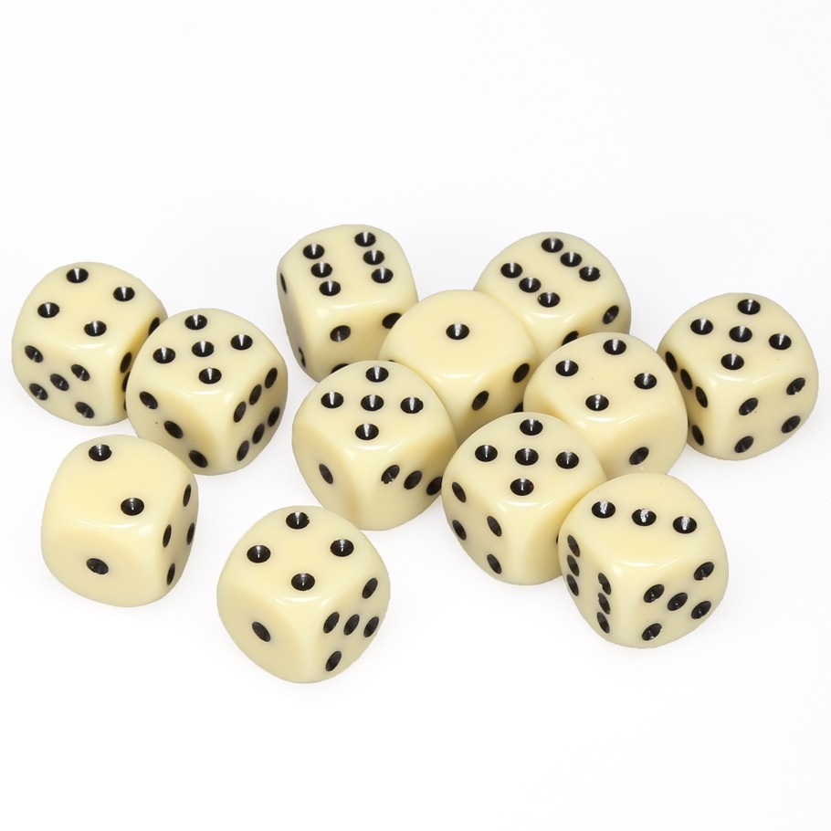 Chessex: D6 Opaque Cube Set (16mm) - Ivory/Black