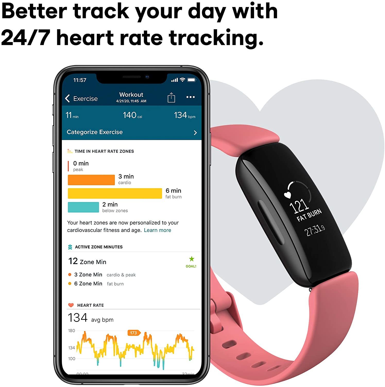 Fitbit Inspire 2 Health & Fitness Tracker Desert Rose at Mighty Ape NZ