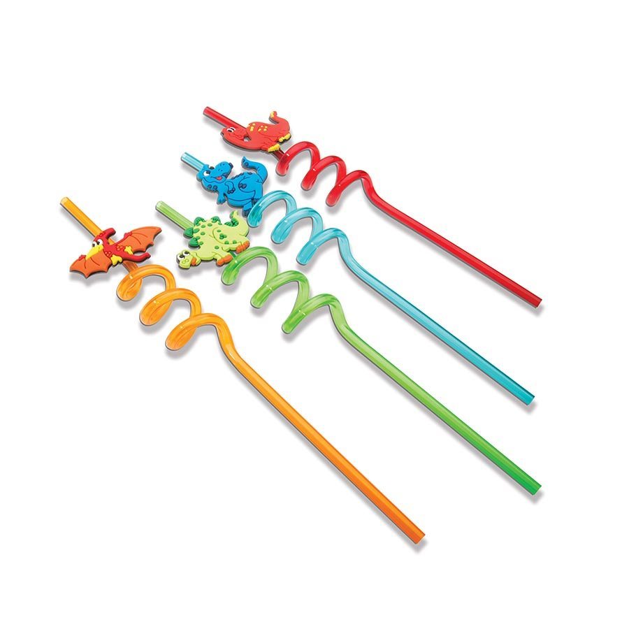 IS GIFT: Dinosaur reuseable Curly Straws image