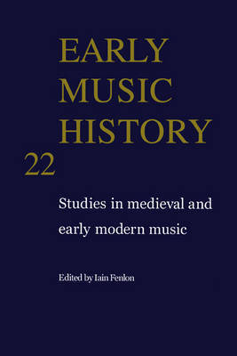 Early Music History: Volume 22 image