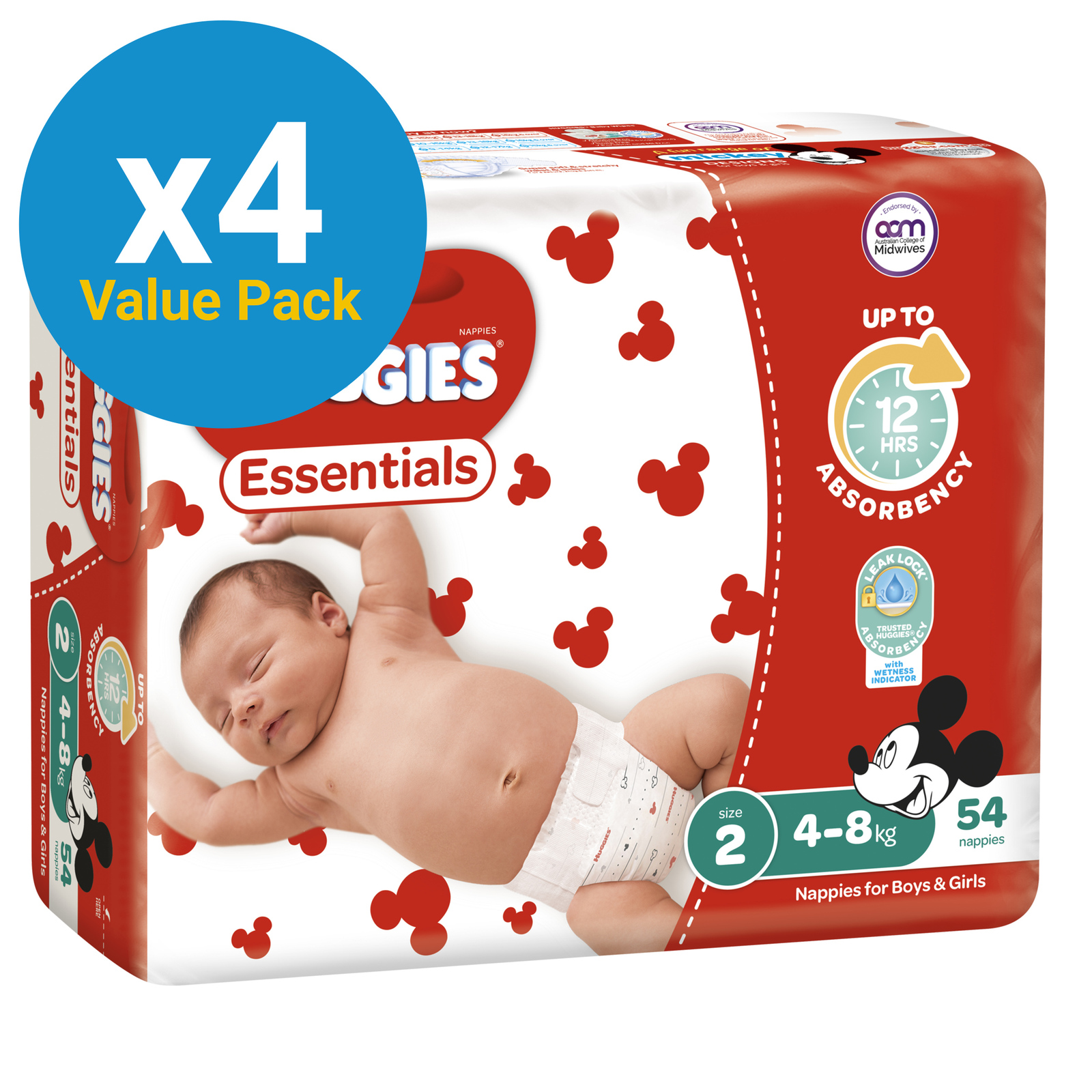 Huggies Essentials Nappies Bulk Value Box - Size 2 Infant (216) image