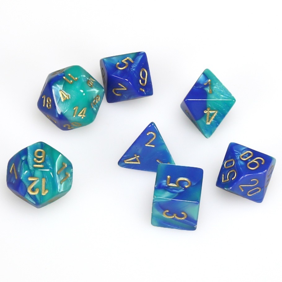 Chessex Polyhedral Dice Set: Blue-Teal & Gold image