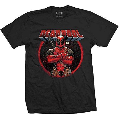 Marvel Comics Deadpool Crossed Arms Mens Blk TS (X Large) image