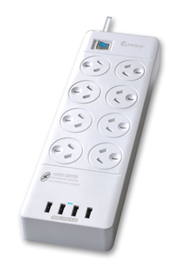 Sansai 8 Way Surge Powerboard with 4 x USB Charging Ports image