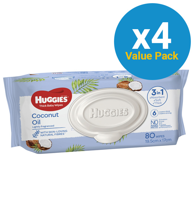 Huggies Baby Wipes Value Box - Coconut (4 Pks - 320 Wipes) image