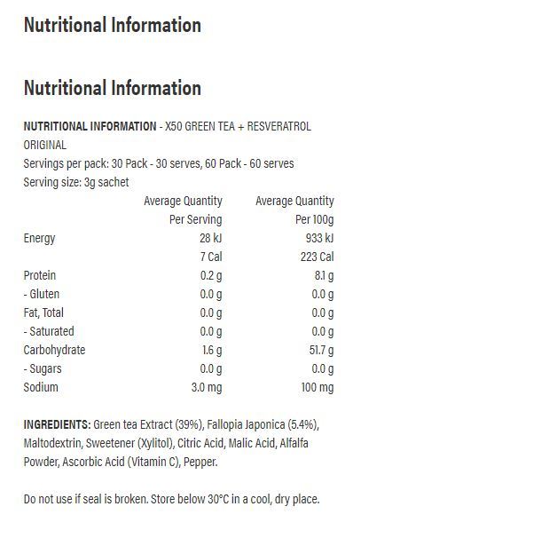 Green Tea X50 + Resveratrol - Original (60 Serves) image