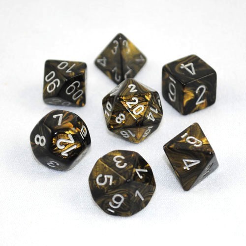 Chessex Signature Polyhedral Dice Set Leaf Black Gold/Silver