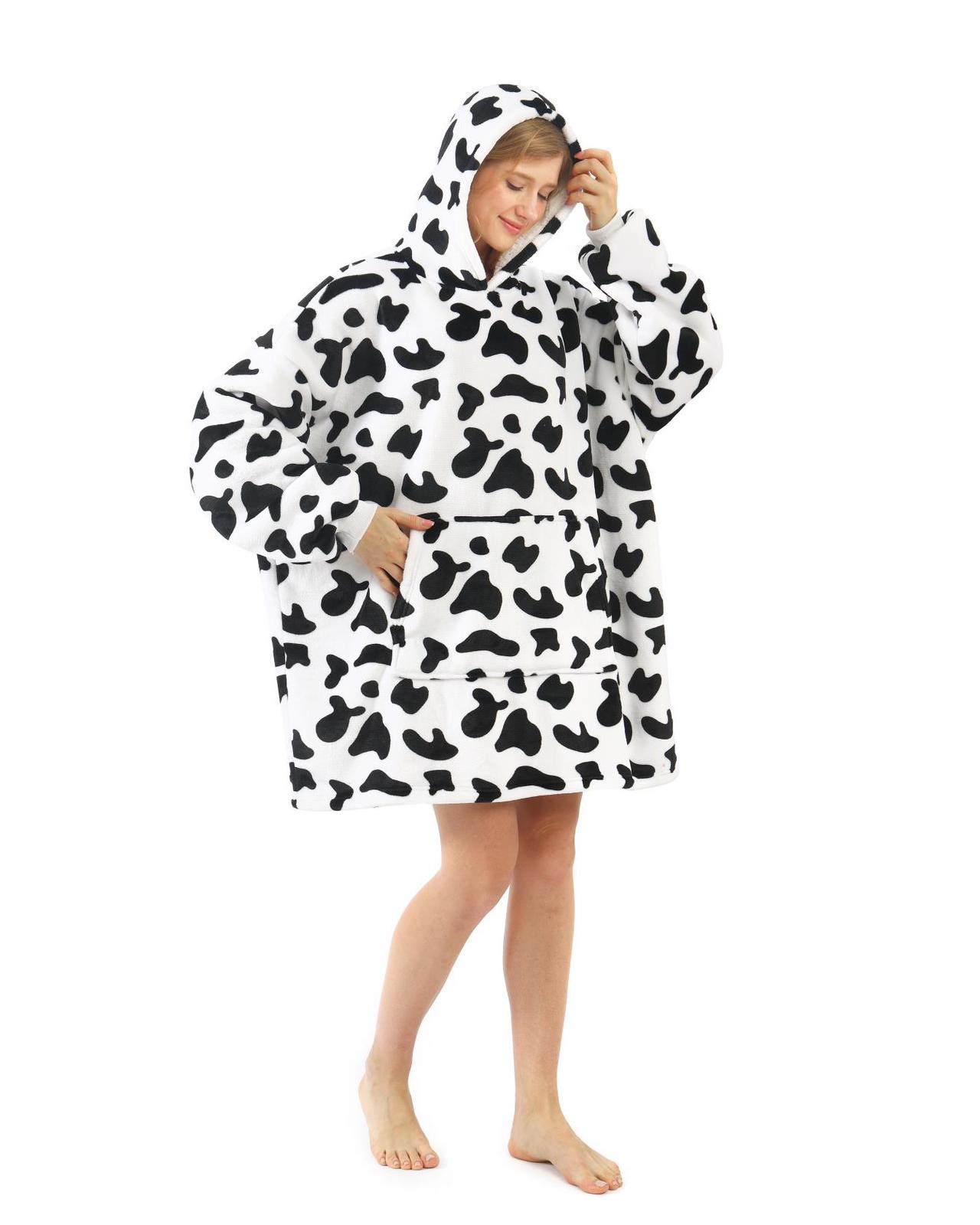 Printed Cuddle Hoodie Blanket Cow Print at Mighty Ape NZ