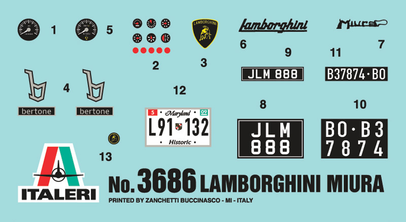 Italeri 1:24 Lamborghini Miura Model Kit image