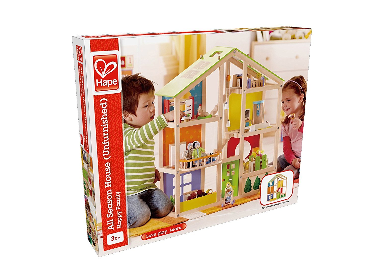 Hape: All Season Wooden Dolls House - Unfurnished image