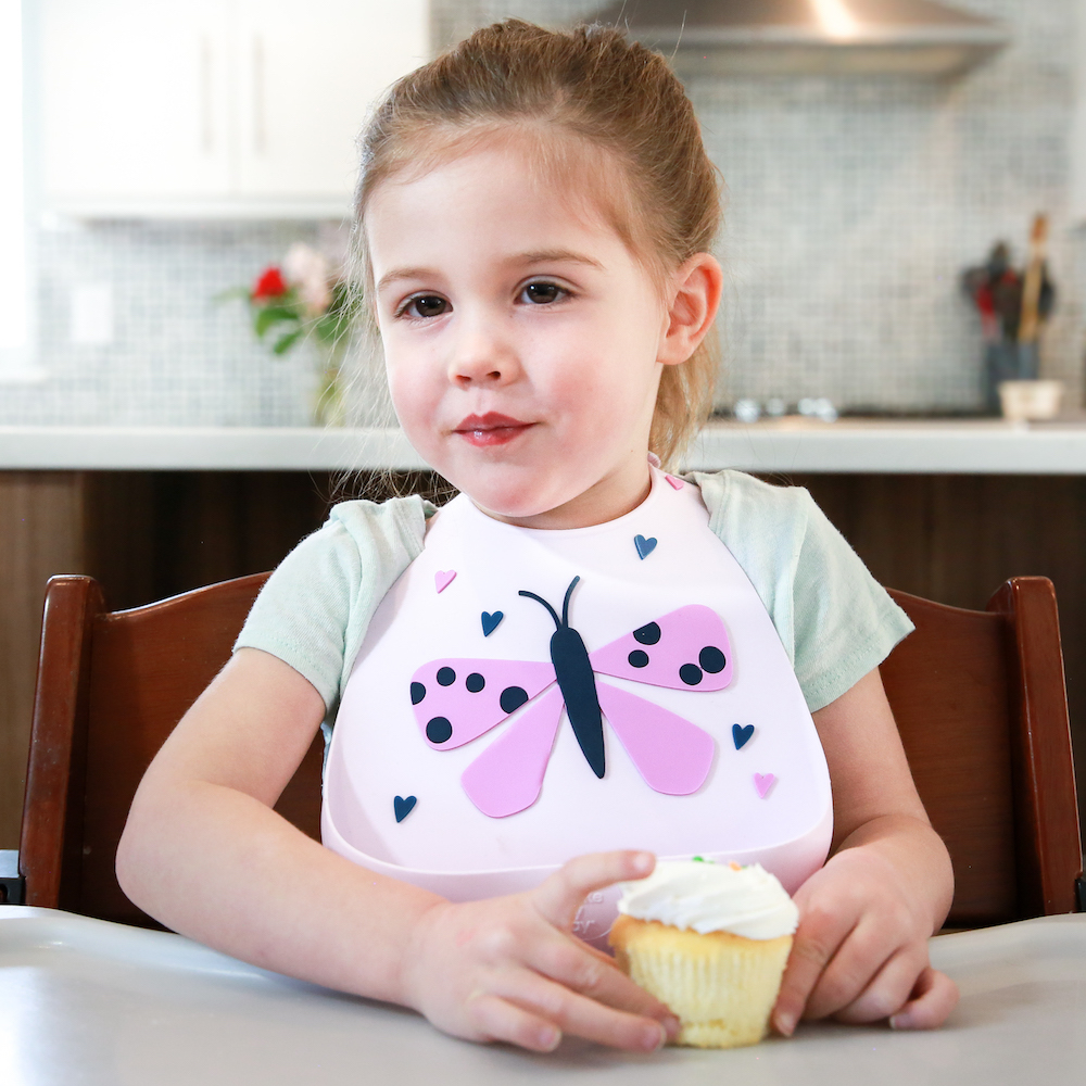 Silicon Baby Bib - Butterfly Pink image