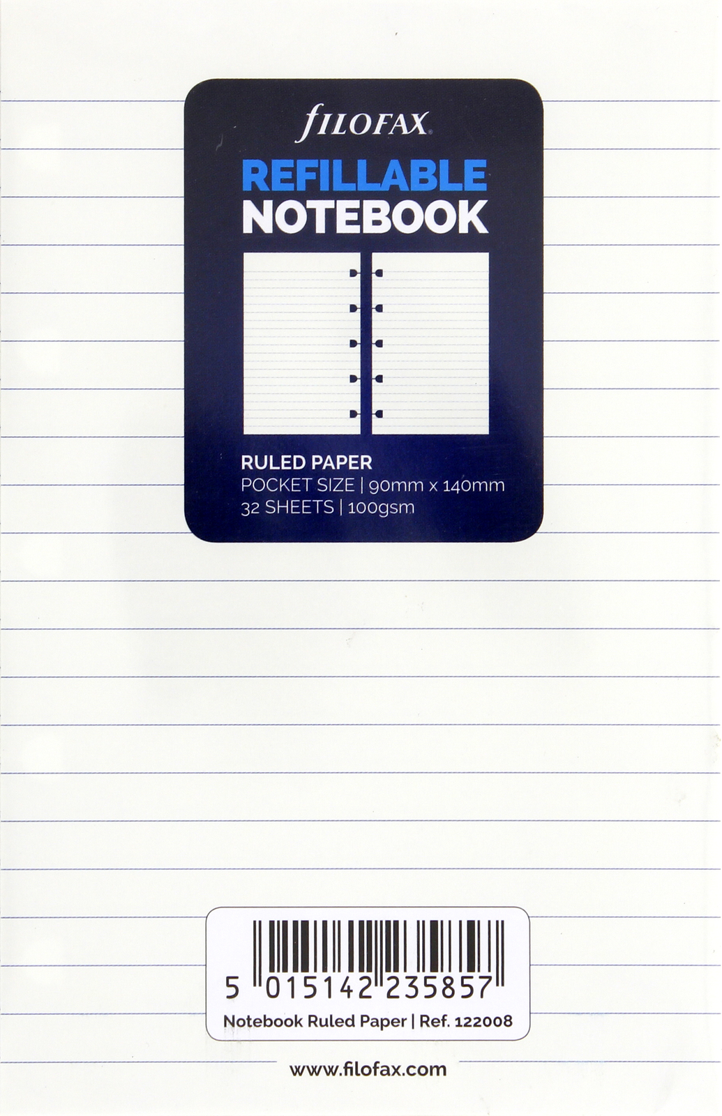 Filofax - Pocket Ruled Notebook Refill - White (32 Sheet) image