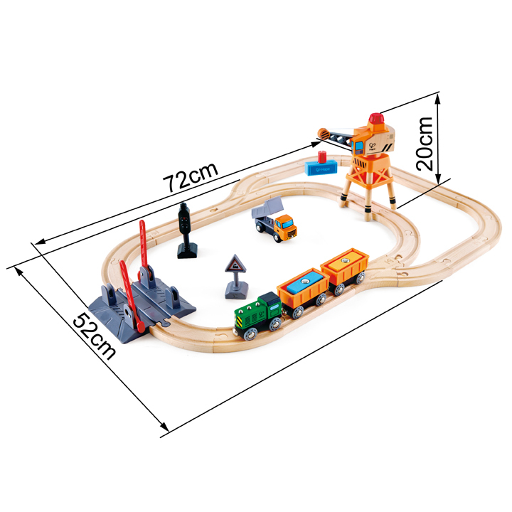 Hape: Crossing & Crane - Wooden Railway Set image