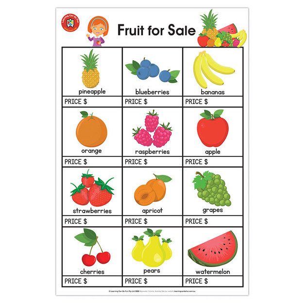 Buy Fruit For Sale Wall Chart at Mighty Ape NZ