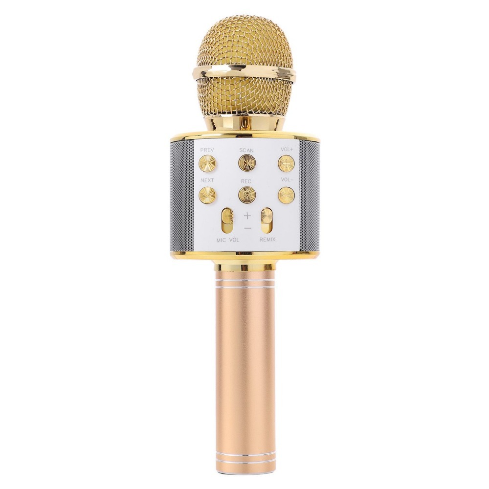 Karaoke Microphone with Bluetooth Speaker - Gold image