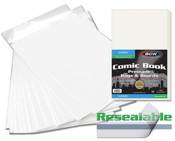 BCW Resealable Comic Bags & Boards Set Premade Current at Mighty