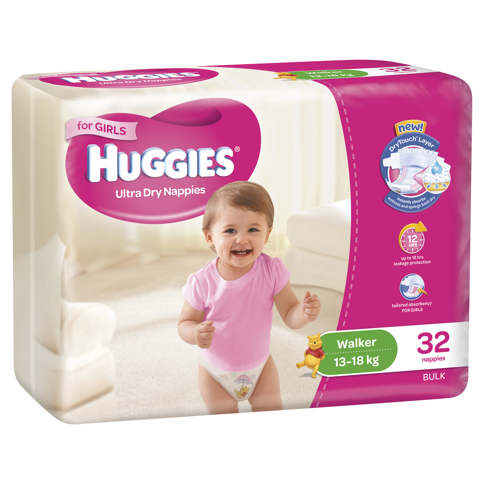 Huggies Ultra Dry Nappies Bulk - Walker Girl 13-18kg (32) image