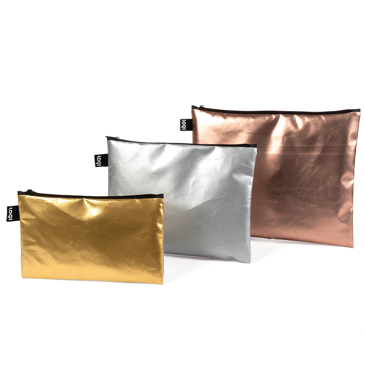 LOQI: Zip Pocket - Metallic Matt (Set of 3)