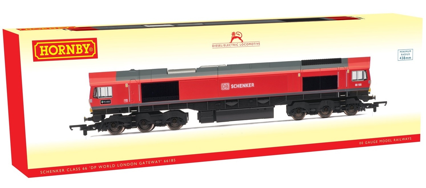 Hornby: Co-Co Diesel ‘DP World London Gateway’ ‘66185’ Class 66