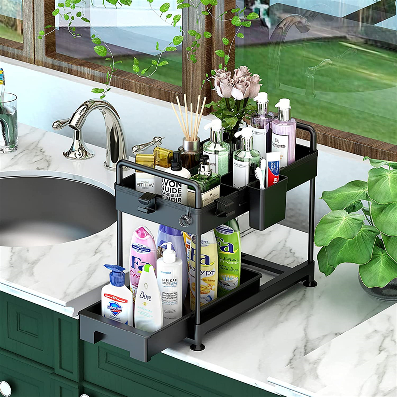 TwoTier Under Sink PullOut Kitchen Storage Rack at Mighty Ape NZ