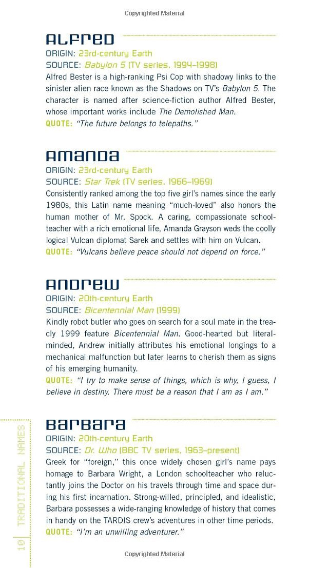 Sci-fi Baby Names by Robert Schnakenberg image