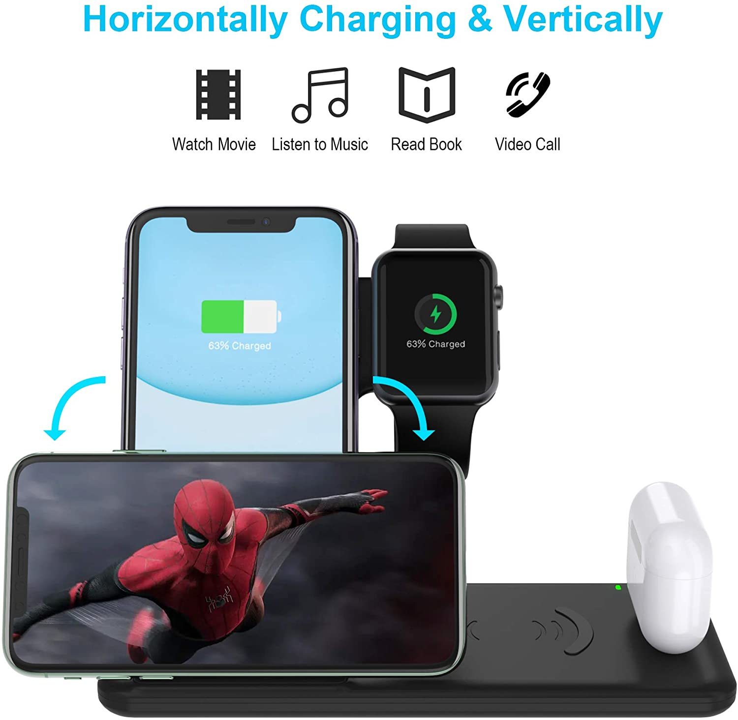 4 in 1 Wireless Fast Charging Station 15W at Mighty Ape Australia