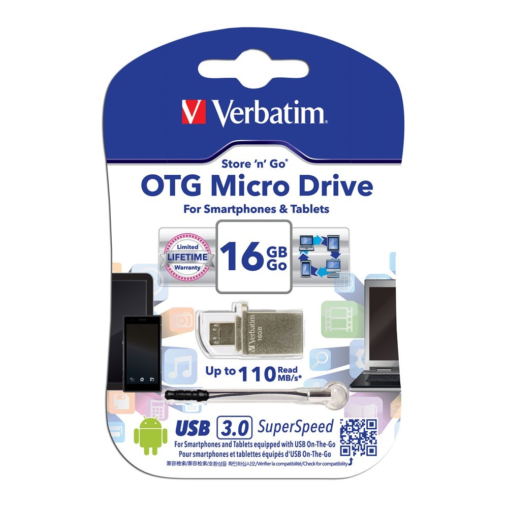 Verbatim Store'n'Go OTG Micro USB 3.0 Drive - 16GB image