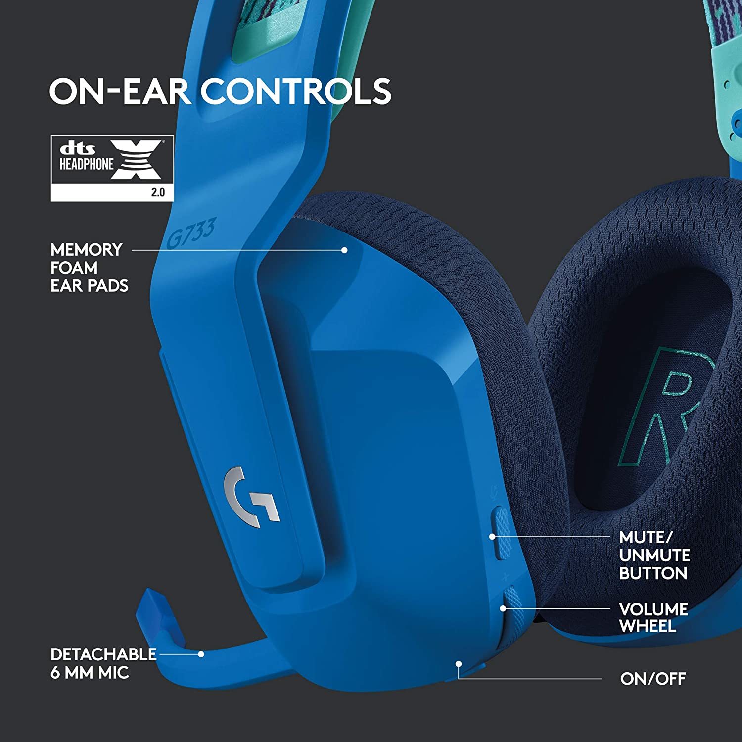 Logitech G733 LIGHTSPEED Wireless RGB Gaming Headset - Blue for PC, PS4 image