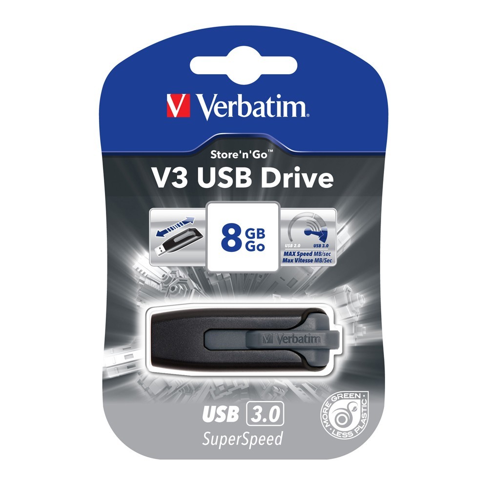 Verbatim Store'n'Go V3 USB 3.0 Drive - 8GB (Grey) image