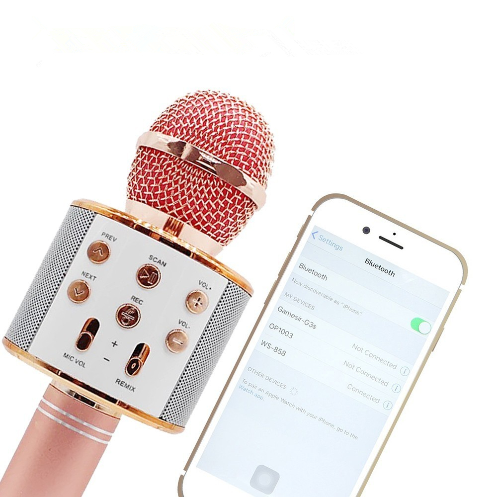 Karaoke Microphone with Bluetooth Speaker - Rose Gold image