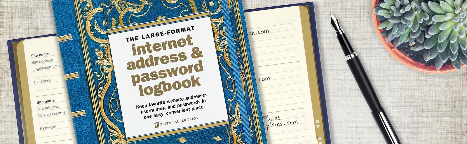 Celestial Large-Format Internet Address & Password Logbook on Hardback