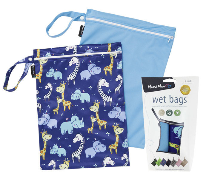 Mum 2 Mum: Wet Bag - Animals/Sky Blue (2 Pack) image