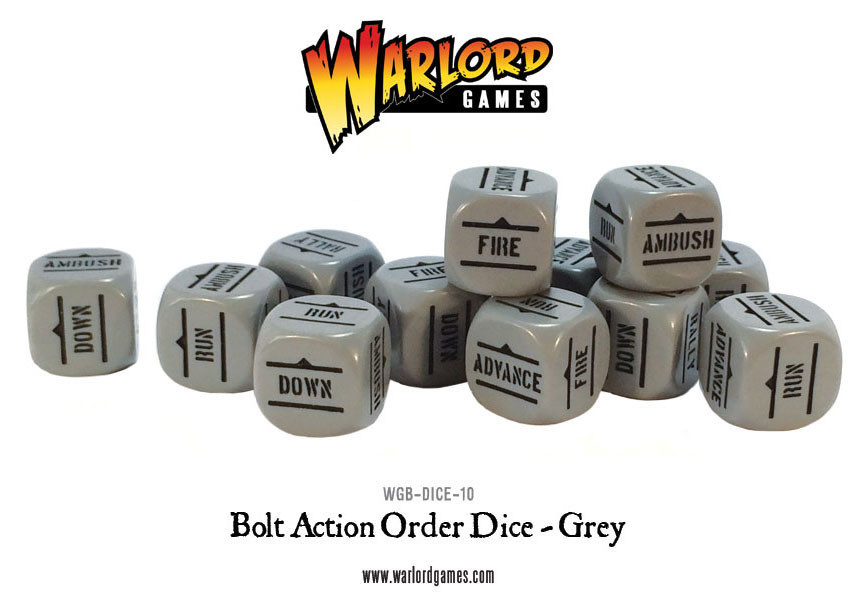 Bolt Action Orders Dice Grey (12)