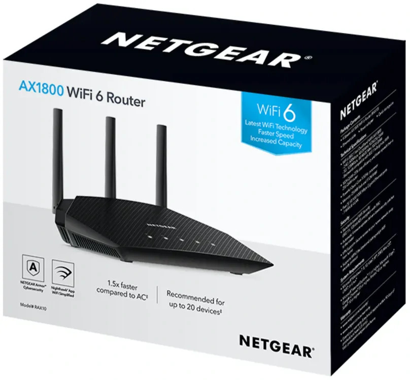 Netgear Nighthawk RAX10 4-Stream AX1800 WiFi 6 Router