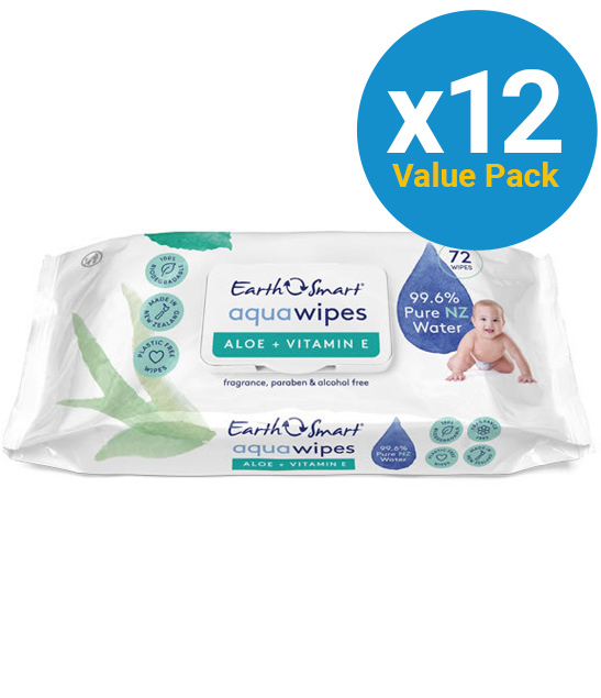 EarthSmart: Aqua Baby Wipes Aloe Vera + Vitamin E (12 packs of 72 wipes) image