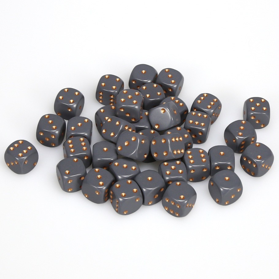 Chessex: D6 Opaque Cube Set (12mm) - Dark Grey/Copper image