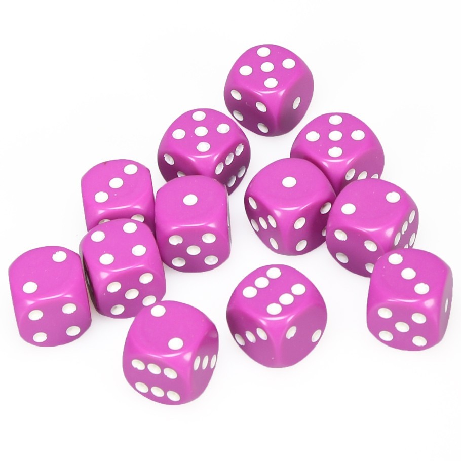 Chessex: D6 Opaque Cube Set (16mm) - Pink/White