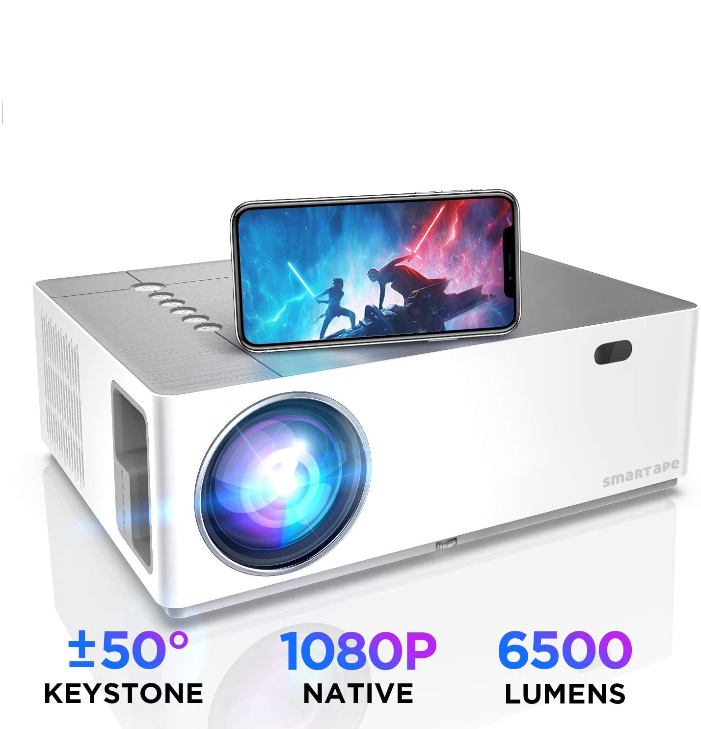Smart LED Native 1080p Full HD Cinema Projector - Scolecite White image