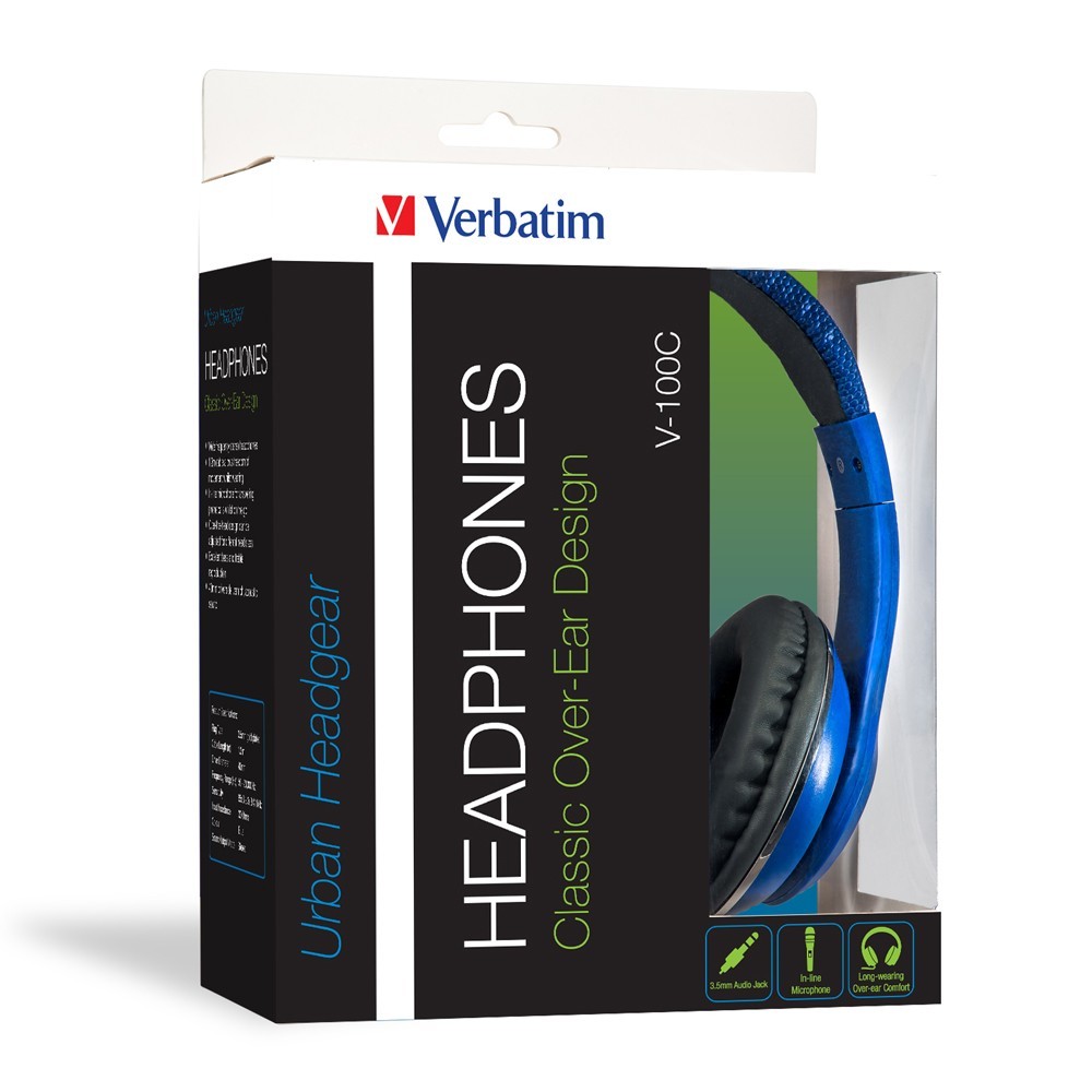 Verbatim TDK ST100 Over-Ear Classic Audio Headphones (Blue) image