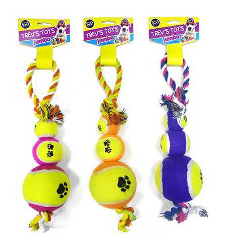 Jumbo Rope & Three Ball Dog Tug image