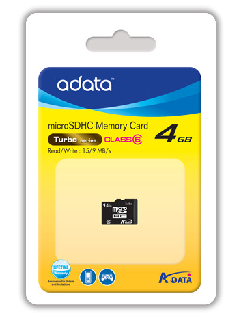 Adata Class 6 Micro SDHC card 4GB image