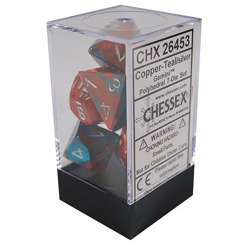 Chessex Gemini Polyhedral Dice Set Copper-Teal/Silver image