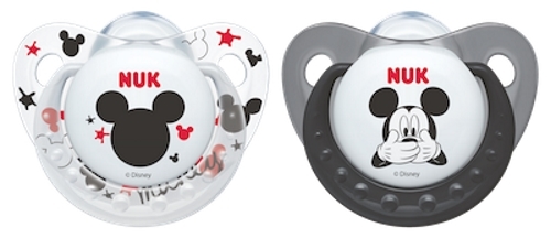 NUK: Mickey Silicone Soothers - 0-6 Months - Black & White (2 Pack) image