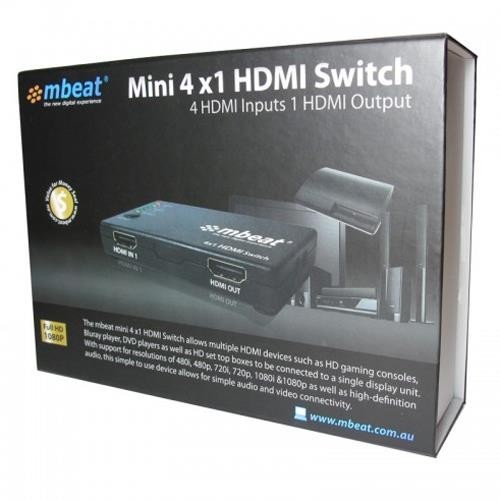 mbeat 4 Port Powered HDMI Switch with Remote Control