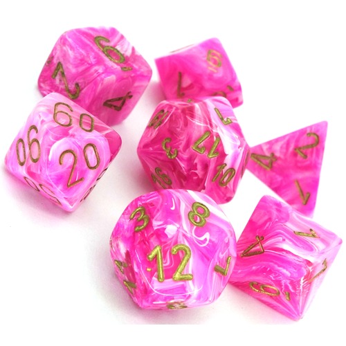 Chessex: Vortex Polyhedral Dice Set - Pink/Gold