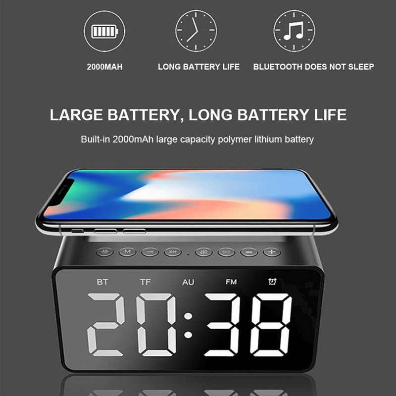 Wireless Charging Bluetooth Speaker Clock LED Alarm Clock at Mighty