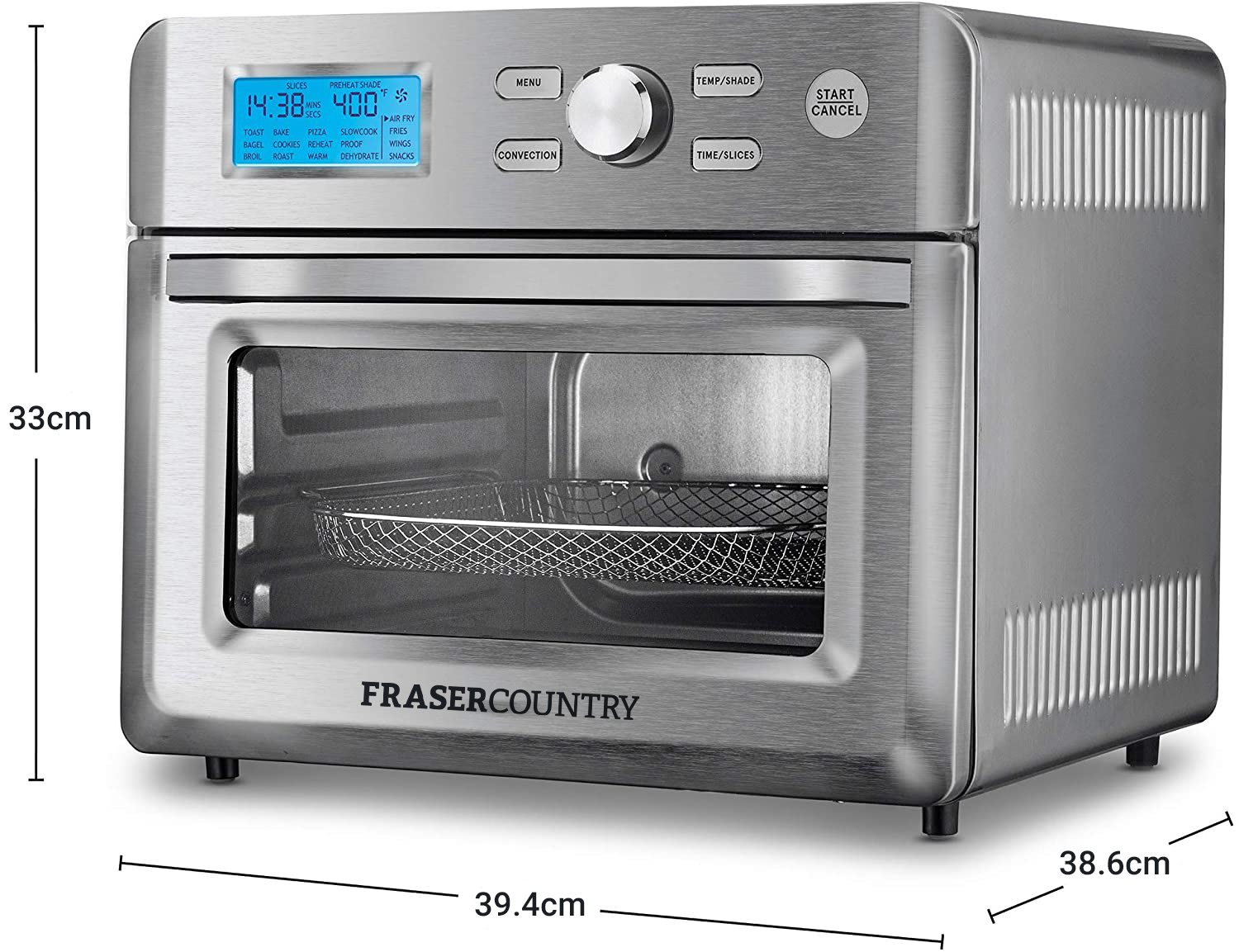 18L 2 in 1 Air Fryer Toaster Oven 1600W