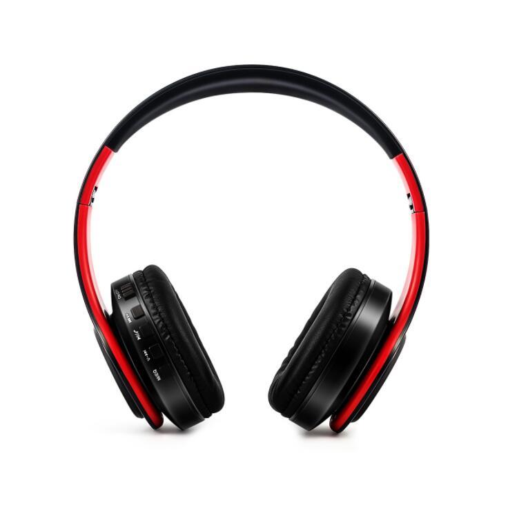 Ape Basics: Portable Wireless Bluetooth Stereo Foldable Headphones- Red image